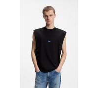 HUGO T-shirt in cotone senza maniche con toppa con logo - Style Navertz, 50509773 Nero S
