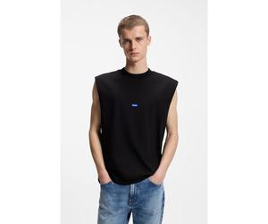 HUGO T-shirt in cotone senza maniche con toppa con logo - Style Navertz, 50509773 Nero S