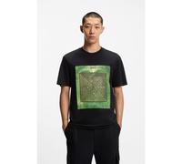 HUGO T-shirt in jersey di cotone con stampa con labirinto - Style Dabryntee, 50549116 Nero XL