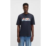 HUGO T-shirt in jersey di cotone con stampa con logo - Style Nugix, 50543485 Blu scuro S