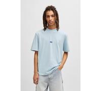 HUGO T-shirt in jersey di cotone con toppa con logo blu - Style Nieros, 50509991 Celeste XXL