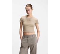 HUGO T-shirt in misto cotone con logo ricamato - Style Delanor_3, 50568725 Beige chiaro L
