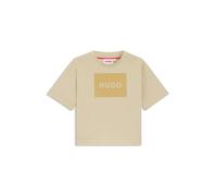 HUGO T-shirt per bambini in cotone con logo effetto velluto - Style G00440/24906A, G00440 Beige 138
