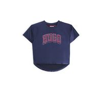 HUGO T-shirt per bambini in tessuto lucido con logo stile college - Style G00222/84N04A, G00222 Blu scuro 102