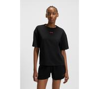 HUGO T-shirt relaxed fit in morbido jersey con logo a contrasto - Style SHUFFLE_T-SHIRT, 50490593 Nero L
