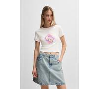 HUGO T-shirt ringer corta in cotone con stampa grafica - Style Dalia_B_1, 50537476 Bianco XL