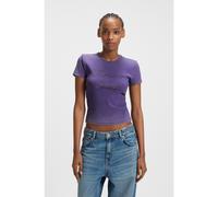 HUGO T-shirt slim fit in cotone elasticizzato con logo con strass - Style Dever_B, 50546936 Lilla L