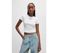 HUGO T-shirt slim fit in cotone elasticizzato con targhetta con logo - Style Baby Tee_B, 50510749 Bianco XXL