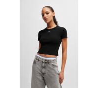 HUGO T-shirt slim fit in cotone elasticizzato con targhetta con logo - Style Baby Tee_B, 50510749 Nero XXS