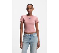 HUGO T-shirt slim fit in cotone elasticizzato con targhetta con logo - Style Baby Tee_B, 50510749 Rosa chiaro L