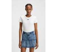 HUGO T-shirt slim fit in cotone elasticizzato con targhetta con logo - Style Easy Tee_B, 50523924 Bianco S