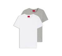 HUGO T-shirt slim fit in cotone elasticizzato in confezione da due - Style HUGO-Round, 50325440 Bianco / Grigio chiaro L