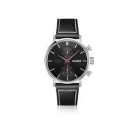 HUGO #Takeoff Orologio con quadrante nero e cinturino in pelle impunturato - Style #TAKEOFF, 58858258 Nero pz.