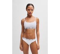 HUGO Tanga in cotone elasticizzato con elastico in vita con logo in confezione da tre - Style TRIPLET THONG STRIPE, 50469681 Bianco XS