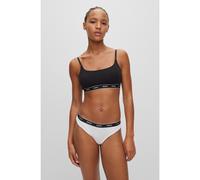 HUGO Tanga in cotone elasticizzato con elastico in vita con logo ripetuto - Style THONG STRIPE PYP, 50510622 Bianco L