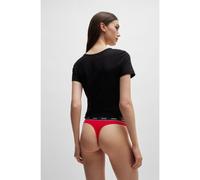 HUGO Tanga in cotone elasticizzato con elastico in vita con logo ripetuto - Style THONG STRIPE PYP, 50510622 Rosso M