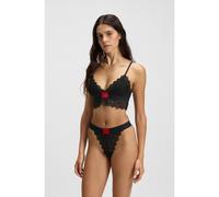 HUGO Tanga in pizzo con etichetta con logo rossa - Style STRING RL LACE, 50535036 Nero L