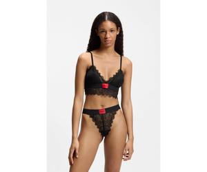 HUGO Tanga in pizzo con etichetta con logo rossa - Style STRING RL LACE, 50535036 Nero XS