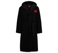 HUGO Vestaglia con cappuccio in terry di cotone con etichetta con logo - Style Terry Gown Hooded, 50503029 Nero M