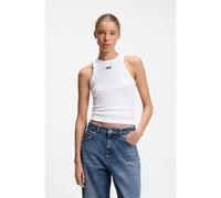 HUGO Top a canotta in cotone elasticizzato con etichetta con logo blu - Style Easy Tank_B, 50508857 Bianco XXL