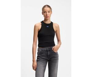 HUGO Top a canotta in cotone elasticizzato con etichetta con logo blu - Style Easy Tank_B, 50508857 Nero XXL