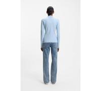 HUGO Top a collo alto in cotone elasticizzato con targhetta con logo - Style Easy Longsleeve_B, 50525318 Celeste M
