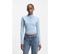 HUGO Top in cotone elasticizzato con logo blu - Style Easy Longsleeve_B, 50525318 Celeste XS