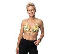 HUGO Top bikini a triangolo stampato con ciondolo con logo impilato - Style FANCY_triangle, 50561313 Giallo a motivi M