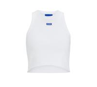 HUGO Canotta corta in cotone elasticizzato con etichetta con logo blu - Style Baby Tank_B, 50511450 Bianco XL