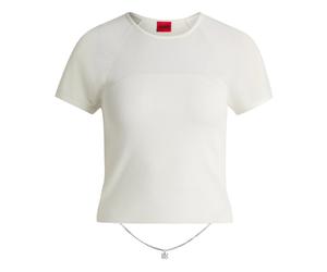 Hugo - Top Crop a Coste Trasparente - - Tops - Donna - Beige - L
