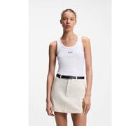 HUGO Top extra slim fit con logo in stampa puff - Style Damatank_B_1, 50572293 Bianco M