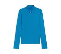 HUGO Top in cotone elasticizzato con logo blu - Style Easy Longsleeve_B, 50525318 Blu S