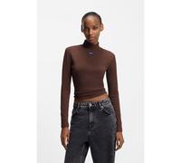 HUGO Top in cotone elasticizzato con logo blu - Style Easy Longsleeve_B, 50525318 Marrone L