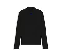 HUGO Top in cotone elasticizzato con logo blu - Style Easy Longsleeve_B, 50525318 Nero M