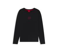 HUGO Top per l'abbigliamento da casa in cotone elasticizzato con logo - Style Laze Longsleeve, 50525229 Nero S