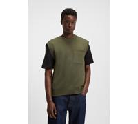 HUGO Top relaxed fit in maglia con tasca sul petto - Style Savvy, 50543780 Oliva XXL