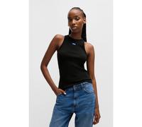 HUGO Top slim fit in cotone elasticizzato con targhetta con logo blu - Style Easy Tank_B, 50508857 Nero S