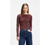 HUGO Top slim fit in cupro con scollo a barca moderno - Style Daeni, 50564386 Marrone XS