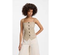 HUGO Top slim fit stile gilet in scintillante gessato - Style Copale, 50560007 Beige 36