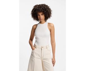 HUGO Top stile canotta senza maniche in tessuto crêpe a coste - Style Sarepla, 50539890 Bianco S