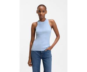 HUGO Top stile canotta senza maniche in tessuto crêpe a coste - Style Sarepla, 50539890 Celeste M