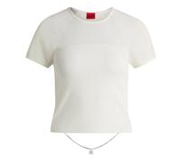 Hugo, ,Tops ,Donna ,Beige ,L Top Crop a Coste Trasparente