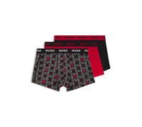 Hugo Trunk Triplet Design Confezione da Tre Boxer Aderenti in Cotone Elasticizzato con Gamba Corta e Logo in Vita, Open Miscellaneous 969, S