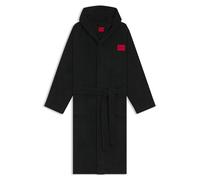 HUGO Vestaglia con cappuccio in terry di cotone con etichetta con logo - Style Terry Gown Hooded, 50503029 Nero M