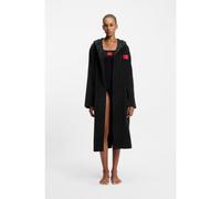 HUGO Vestaglia in terry di cotone con logo rosso - Style TERRY_HOODED GOWN, 50502744 Nero M