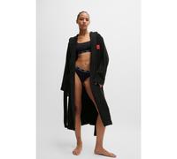 HUGO Vestaglia in terry di cotone con logo rosso - Style TERRY_HOODED GOWN, 50502744 Nero S
