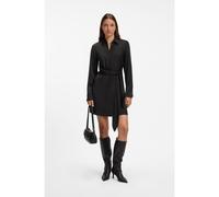 HUGO Vestito a portafoglio a maniche lunghe in satin con logo impilato - Style Kilanda, 50569295 Nero 42
