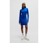 HUGO Vestito aderente in cotone elasticizzato con targhetta con logo - Style Nilla_B, 50531138 Blu XL