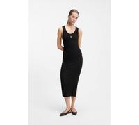HUGO Vestito midi in jersey misto cotone con logo scomposto - Style Nalimera, 50514521 Nero L