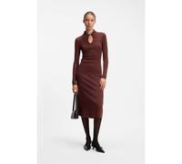 HUGO Vestito midi slim fit con colletto polo e scollo a goccia - Style Sdropy, 50562691 Marrone S
